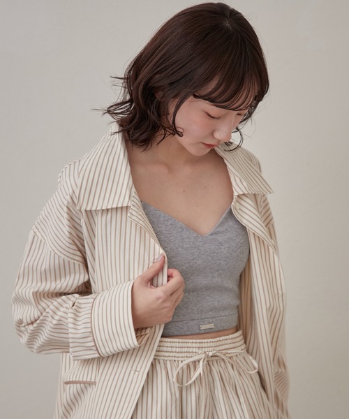 mline（エムライン）の「[mline]パット付き プレートシンプルキャミ（キャミソール・レディース・オフホワイト/グレー/ブラック・FREE）」の6枚目の写真