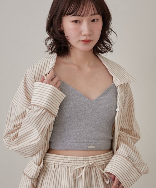 mline（エムライン）の「[mline]パット付き プレートシンプルキャミ（キャミソール・レディース・オフホワイト/グレー/ブラック・FREE）」の7枚目の写真