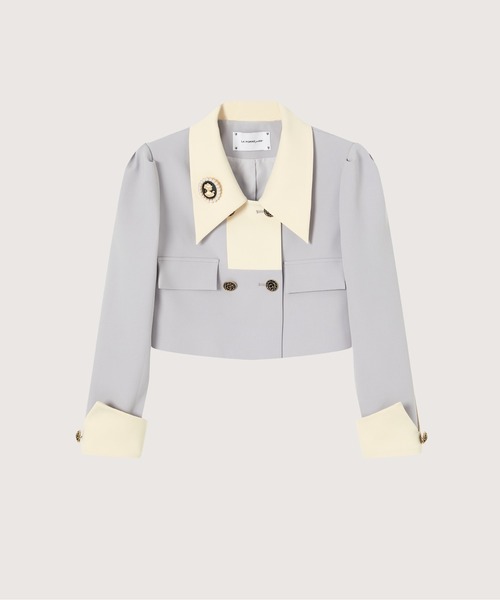Elegant Collar Jacket With Lace Up Skirt（セットアップ）｜LA POMME