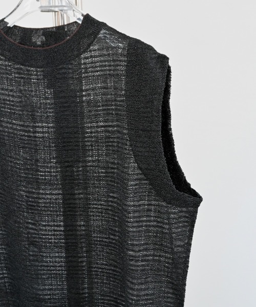 WILLFULLY（ウィルフリー）の「sheer check pattern knit tank（タンクトップ・レディース・ブラウン/ブラック/ナチュラル・FREE）」の13枚目の写真
