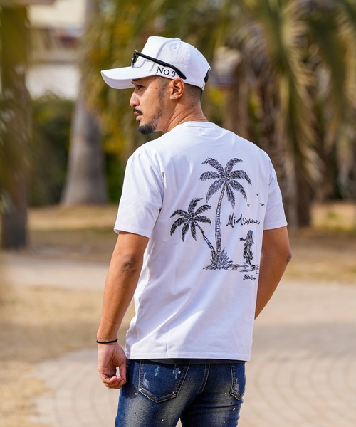 adamsJUGGLER(アダムスジャグラー)の「RTEGパームツリー&ガールティー(Tシャツ/カットソー・メンズ・ブラック/ホワイト・S/XXL/XL/L/M)」の2枚目の写真