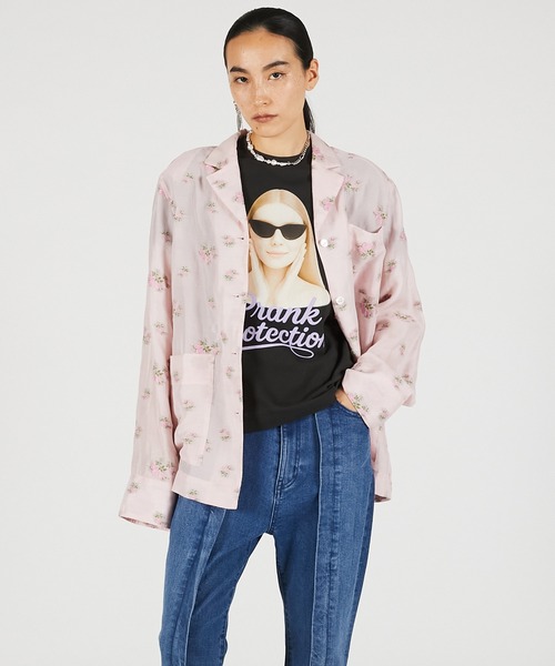 PRANK PROJECT（プランクプロジェクト）の「【2026Summer Pre-Order】フラワージャガードラウンジシャツ / Flower Jacquard Lounge Shirt（シャツ/ブラウス・レディース・ピンク/チャコールグレー・FREE）」の6枚目の写真