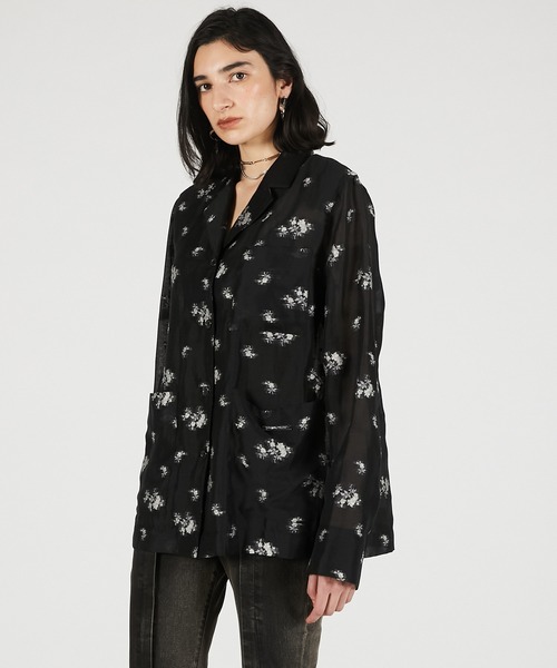 PRANK PROJECT（プランクプロジェクト）の「【2026Summer Pre-Order】フラワージャガードラウンジシャツ / Flower Jacquard Lounge Shirt（シャツ/ブラウス・レディース・ピンク/チャコールグレー・FREE）」の13枚目の写真