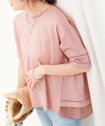 はしごレース異素材切替プルオーバー