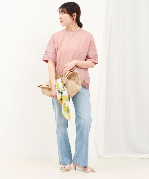 MICO COULIER（ミコクリエ）の「はしごレース異素材切替プルオーバー（Tシャツ/カットソー・レディース・ベビーピンク/オフホワイト/チャコールグレー・38）」の4枚目の写真