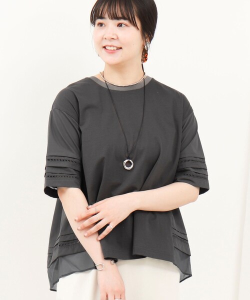 MICO COULIER（ミコクリエ）の「はしごレース異素材切替プルオーバー（Tシャツ/カットソー・レディース・ベビーピンク/オフホワイト/チャコールグレー・38）」の20枚目の写真