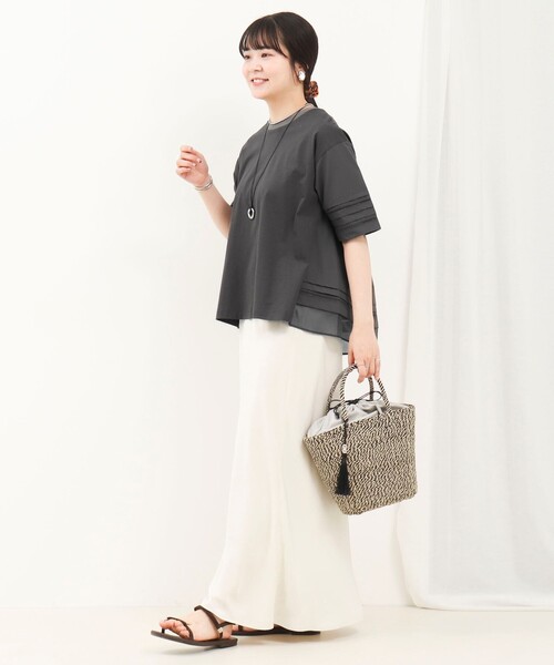 MICO COULIER（ミコクリエ）の「はしごレース異素材切替プルオーバー（Tシャツ/カットソー・レディース・ベビーピンク/オフホワイト/チャコールグレー・38）」の18枚目の写真