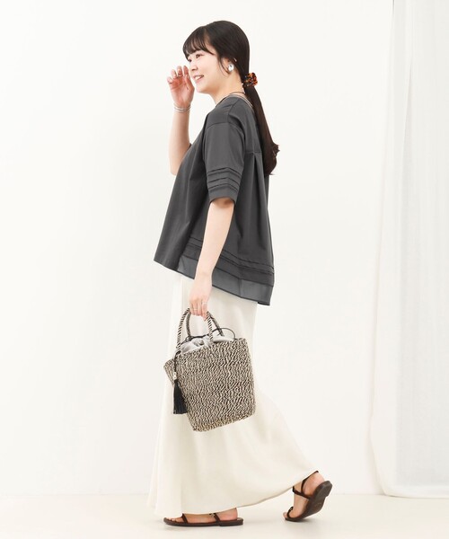 MICO COULIER（ミコクリエ）の「はしごレース異素材切替プルオーバー（Tシャツ/カットソー・レディース・ベビーピンク/オフホワイト/チャコールグレー・38）」の17枚目の写真