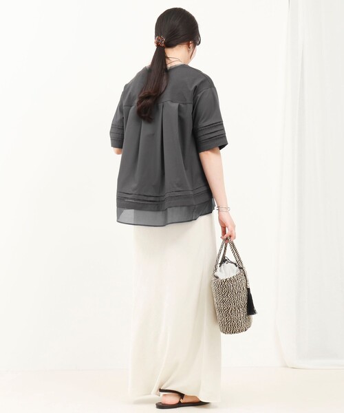 MICO COULIER（ミコクリエ）の「はしごレース異素材切替プルオーバー（Tシャツ/カットソー・レディース・ベビーピンク/オフホワイト/チャコールグレー・38）」の14枚目の写真