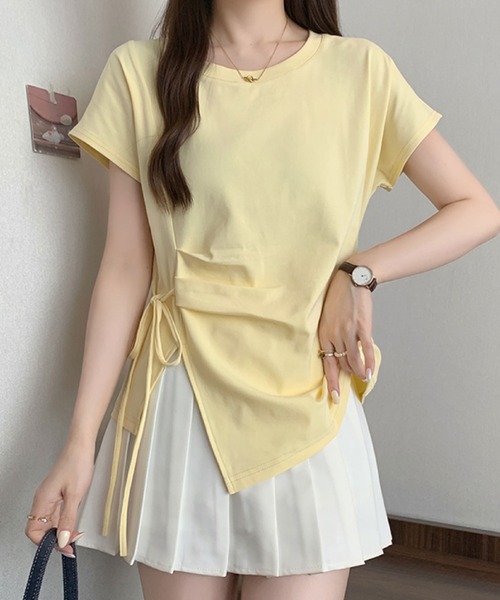 2ly2（トゥーリートゥー）の「サイドリボン アシンメトリートップス（Tシャツ/カットソー・レディース・ブルー/ブラック/ホワイト/イエロー・FREE）」の4枚目の写真