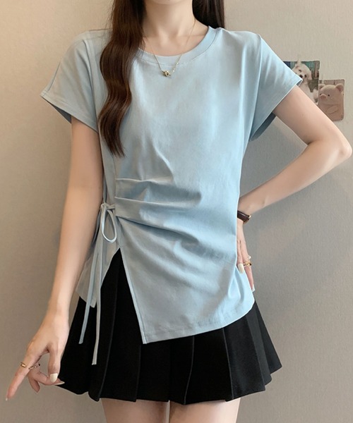 2ly2（トゥーリートゥー）の「サイドリボン アシンメトリートップス（Tシャツ/カットソー・レディース・ブルー/ブラック/ホワイト/イエロー・FREE）」の20枚目の写真