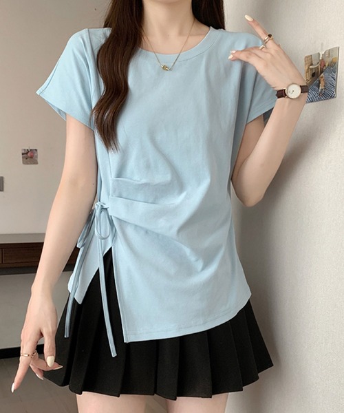 2ly2（トゥーリートゥー）の「サイドリボン アシンメトリートップス（Tシャツ/カットソー・レディース・ブルー/ブラック/ホワイト/イエロー・FREE）」の18枚目の写真