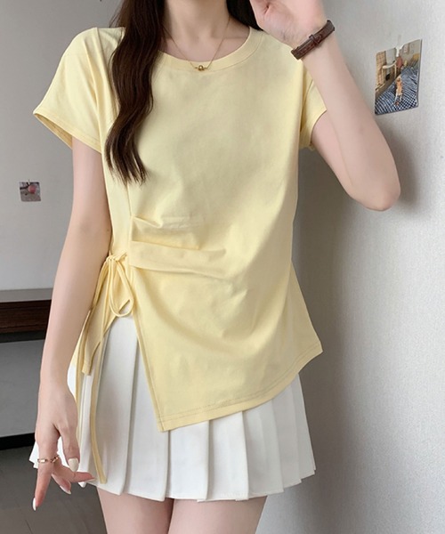 2ly2（トゥーリートゥー）の「サイドリボン アシンメトリートップス（Tシャツ/カットソー・レディース・ブルー/ブラック/ホワイト/イエロー・FREE）」の13枚目の写真
