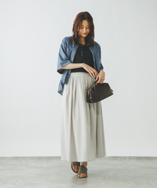 GLOBAL WORK（グローバルワーク）の「GOODデニムシャツ半袖/655908（シャツ/ブラウス・レディース・ブルー/ブルー系6・LARGE/MEDIUM）」の8枚目の写真