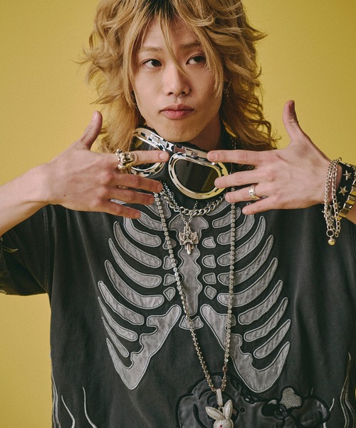 GALFY(ガルフィー)の「【GALFY/ガルフィー】骨が見えしTシャツ(Tシャツ/カットソー・メンズ・ホワイト/スミクロ/ライトグレー・L/M/XL)」の19枚目の写真