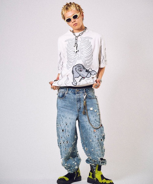 GALFY(ガルフィー)の「【GALFY/ガルフィー】骨が見えしTシャツ(Tシャツ/カットソー・メンズ・ホワイト/スミクロ/ライトグレー・L/M/XL)」の17枚目の写真