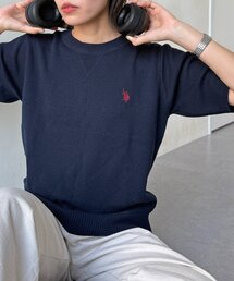 【U.S. POLO ASSN.】スウェットライク半袖ニット