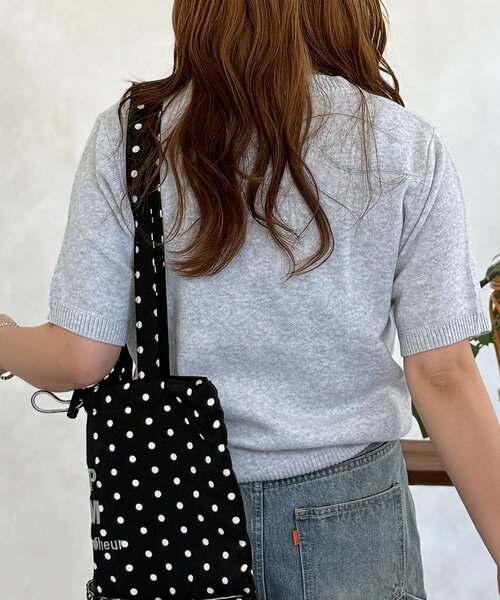 U.S. POLO ASSN.(ユーエスポロアッスン)の「【U.S. POLO ASSN.】スウェットライク半袖ニット(ニット/セーター・レディース・ライトグレー/グリーン/ボルドー/ネイビー・FREE)」の7枚目の写真