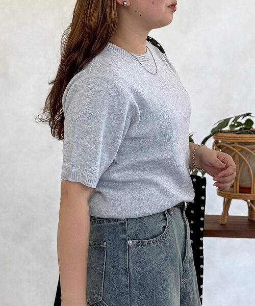 U.S. POLO ASSN.(ユーエスポロアッスン)の「【U.S. POLO ASSN.】スウェットライク半袖ニット(ニット/セーター・レディース・ライトグレー/グリーン/ボルドー/ネイビー・FREE)」の8枚目の写真