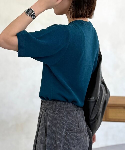 U.S. POLO ASSN.(ユーエスポロアッスン)の「【U.S. POLO ASSN.】スウェットライク半袖ニット(ニット/セーター・レディース・ライトグレー/グリーン/ボルドー/ネイビー・FREE)」の12枚目の写真
