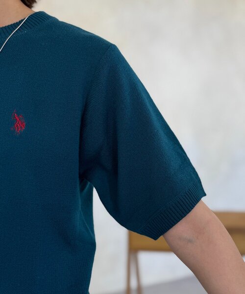U.S. POLO ASSN.(ユーエスポロアッスン)の「【U.S. POLO ASSN.】スウェットライク半袖ニット(ニット/セーター・レディース・ライトグレー/グリーン/ボルドー/ネイビー・FREE)」の17枚目の写真