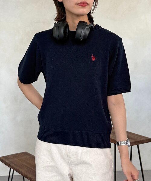 U.S. POLO ASSN.(ユーエスポロアッスン)の「【U.S. POLO ASSN.】スウェットライク半袖ニット(ニット/セーター・レディース・ライトグレー/グリーン/ボルドー/ネイビー・FREE)」の21枚目の写真