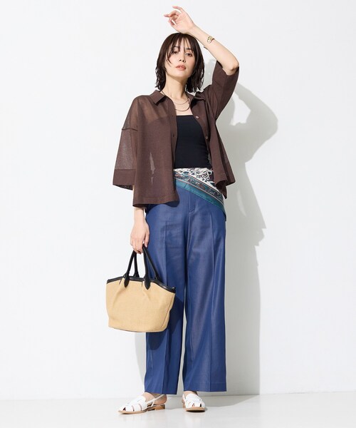 INDIVI(インディヴィ)の「【洗える/UVケア/SETUP可能】デニムライクワイドパンツ(その他パンツ・レディース・ブルー系その他5/ネイビー系3・36/38/40/05/13/15 /19)」の6枚目の写真