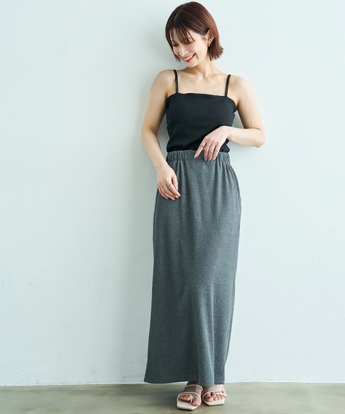 mil（ミル）の「【接触冷感】 カップ付き リブキャミソール 【587183】（キャミソール・レディース・ブラック/オフホワイト/チャコールグレー・ONE SIZE）」の10枚目の写真