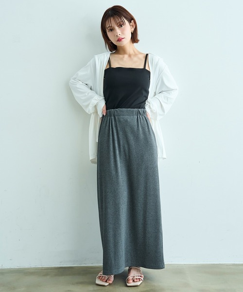 mil（ミル）の「【接触冷感】 カップ付き リブキャミソール 【587183】（キャミソール・レディース・ブラック/オフホワイト/チャコールグレー・ONE SIZE）」の14枚目の写真