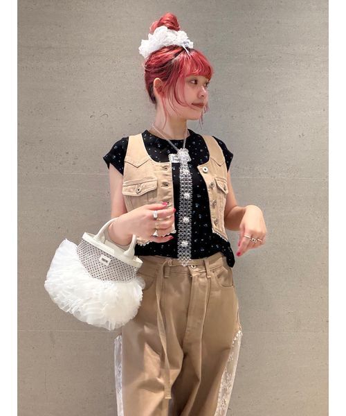 FURFUR(ファーファー)の「フラワーモチーフネクタイ(ネックレス・レディース・クリア/ホワイト・F)」の10枚目の写真