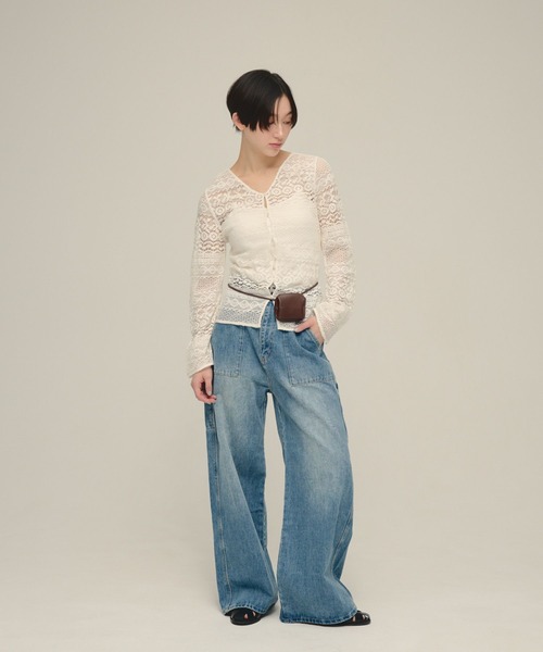 eL(エル)の「【eL】2way Lace Pullover/643997(Tシャツ/カットソー・レディース・ブラック/オフホワイト・FREE)」の3枚目の写真