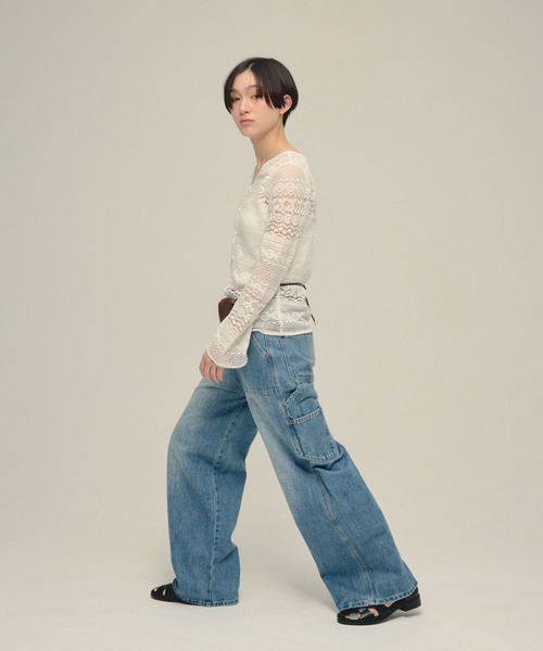 eL(エル)の「【eL】2way Lace Pullover/643997(Tシャツ/カットソー・レディース・ブラック/オフホワイト・FREE)」の4枚目の写真