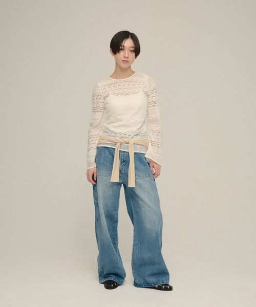 eL(エル)の「【eL】2way Lace Pullover/643997(Tシャツ/カットソー・レディース・ブラック/オフホワイト・FREE)」の8枚目の写真
