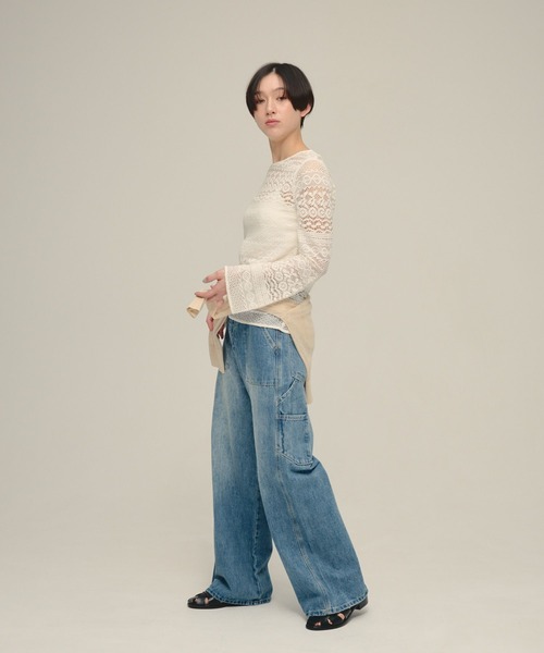 eL(エル)の「【eL】2way Lace Pullover/643997(Tシャツ/カットソー・レディース・ブラック/オフホワイト・FREE)」の9枚目の写真