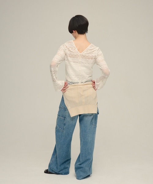 eL(エル)の「【eL】2way Lace Pullover/643997(Tシャツ/カットソー・レディース・ブラック/オフホワイト・FREE)」の10枚目の写真