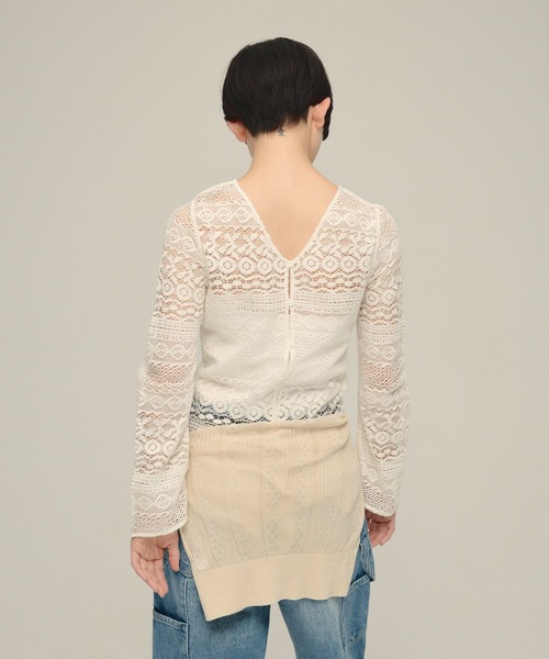 eL(エル)の「【eL】2way Lace Pullover/643997(Tシャツ/カットソー・レディース・ブラック/オフホワイト・FREE)」の11枚目の写真