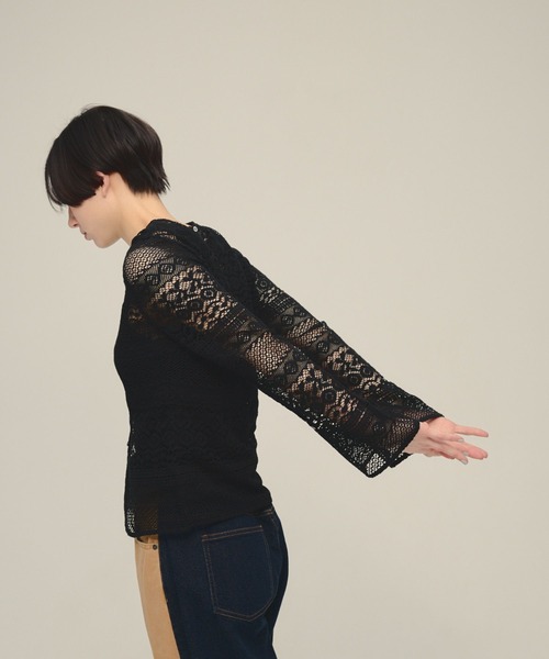 eL(エル)の「【eL】2way Lace Pullover/643997(Tシャツ/カットソー・レディース・ブラック/オフホワイト・FREE)」の16枚目の写真