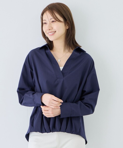 Jayro(ジャイロ)の「ハイカウントスキッパーブラウス(シャツ/ブラウス・レディース・ネイビー・M)」の1枚目の写真