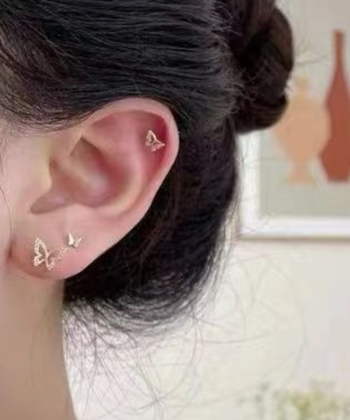 tunee（チュニー）の「【MASHIRO】バタフライピアス　ストーン付き ６点セット（ピアス（両耳用）・レディース・シルバー/ゴールド・FREE）」の4枚目の写真