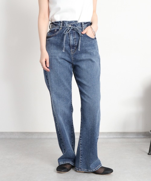 cepo(セポ)の「〈接触冷感 / UVカット〉ICE ハイスタンダードストレートデニムパンツ(デニムパンツ・レディース・ブルー系2/ブラック/ブルー系1/ベージュ・L/S/M)」の3枚目の写真
