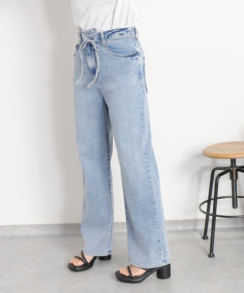 cepo(セポ)の「〈接触冷感 / UVカット〉ICE ハイスタンダードストレートデニムパンツ(デニムパンツ・レディース・ブルー系2/ブラック/ブルー系1/ベージュ・L/S/M)」の5枚目の写真