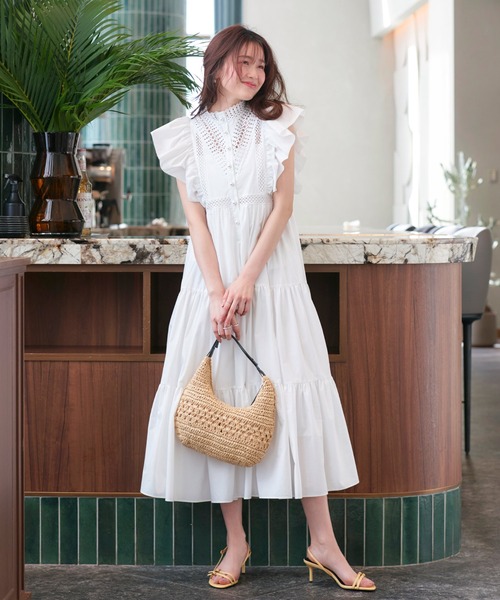 RUIRUE BOUTIQUE(ルイルエブティック)の「洗える | ティアード ボリューム シャツワンピース | ワンピース・夏ワンピース・ロングワンピース・リゾートワンピース・レースワンピース・ティアードスカート・フレアスカート(シャツワンピース・レディース・オフホワイト/ブラック/ネイビー・S/M/L)」の6枚目の写真