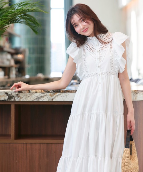 RUIRUE BOUTIQUE(ルイルエブティック)の「洗える | ティアード ボリューム シャツワンピース | ワンピース・夏ワンピース・ロングワンピース・リゾートワンピース・レースワンピース・ティアードスカート・フレアスカート(シャツワンピース・レディース・オフホワイト/ブラック/ネイビー・S/M/L)」の7枚目の写真
