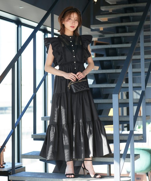 RUIRUE BOUTIQUE(ルイルエブティック)の「洗える | ティアード ボリューム シャツワンピース | ワンピース・夏ワンピース・ロングワンピース・リゾートワンピース・レースワンピース・ティアードスカート・フレアスカート(シャツワンピース・レディース・オフホワイト/ブラック/ネイビー・S/M/L)」の12枚目の写真