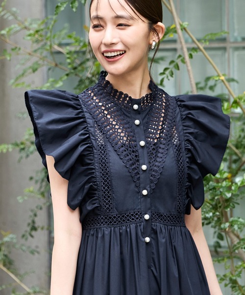 RUIRUE BOUTIQUE(ルイルエブティック)の「洗える | ティアード ボリューム シャツワンピース | ワンピース・夏ワンピース・ロングワンピース・リゾートワンピース・レースワンピース・ティアードスカート・フレアスカート(シャツワンピース・レディース・オフホワイト/ブラック/ネイビー・S/M/L)」の16枚目の写真
