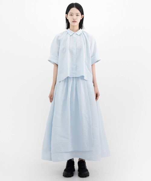 Bshop(ビショップ)の「eunoia | クロップド 半袖シャツ WOMEN(シャツ/ブラウス・レディース・ブルー/ホワイト・ONE)」の5枚目の写真