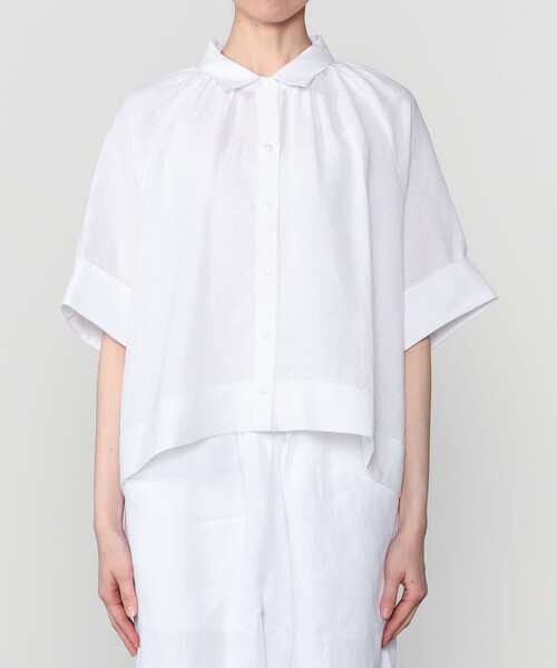 Bshop(ビショップ)の「eunoia | クロップド 半袖シャツ WOMEN(シャツ/ブラウス・レディース・ブルー/ホワイト・ONE)」の12枚目の写真