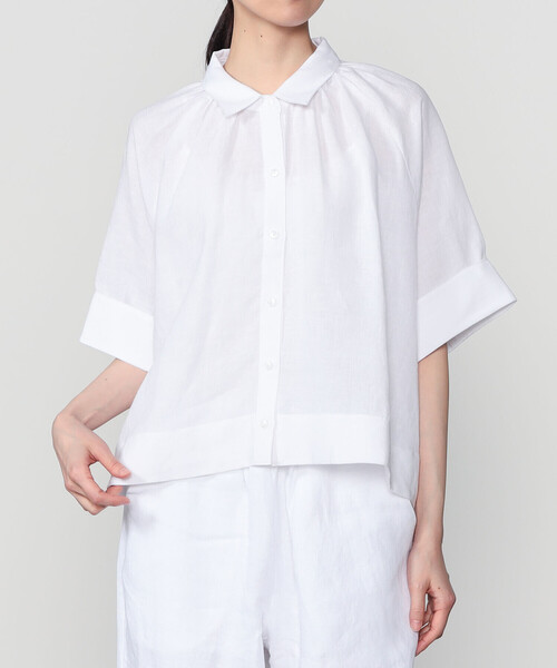 Bshop(ビショップ)の「eunoia | クロップド 半袖シャツ WOMEN(シャツ/ブラウス・レディース・ブルー/ホワイト・ONE)」の15枚目の写真