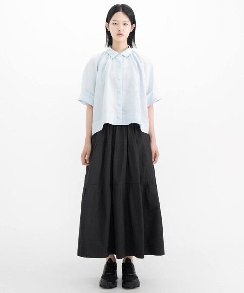 Bshop(ビショップ)の「eunoia | クロップド 半袖シャツ WOMEN(シャツ/ブラウス・レディース・ブルー/ホワイト・ONE)」の18枚目の写真