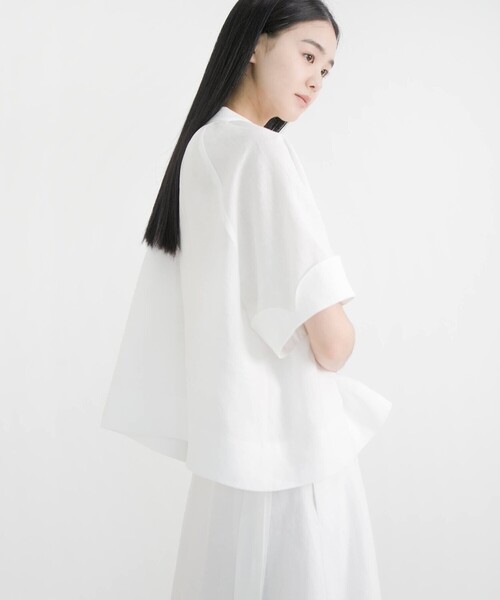 Bshop(ビショップ)の「eunoia | クロップド 半袖シャツ WOMEN(シャツ/ブラウス・レディース・ブルー/ホワイト・ONE)」の19枚目の写真
